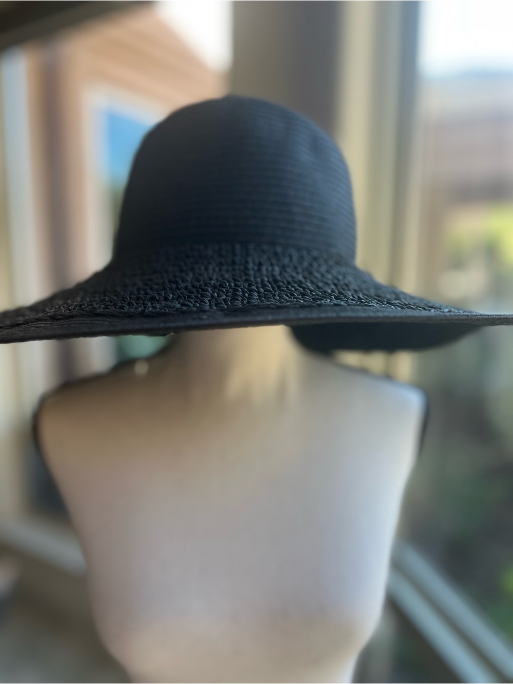 J. Crew Black Wide-Brim Straw Sun Hat